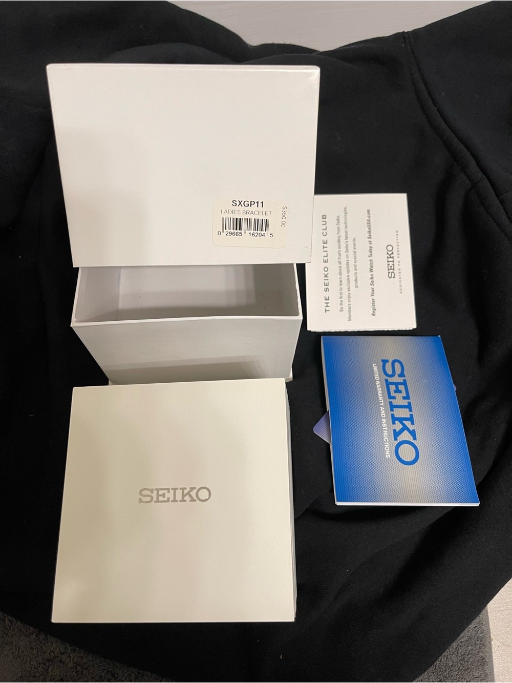 Auth SEIKO White EMPTY Presentation Storage Display Watch Hard Box w Inserts